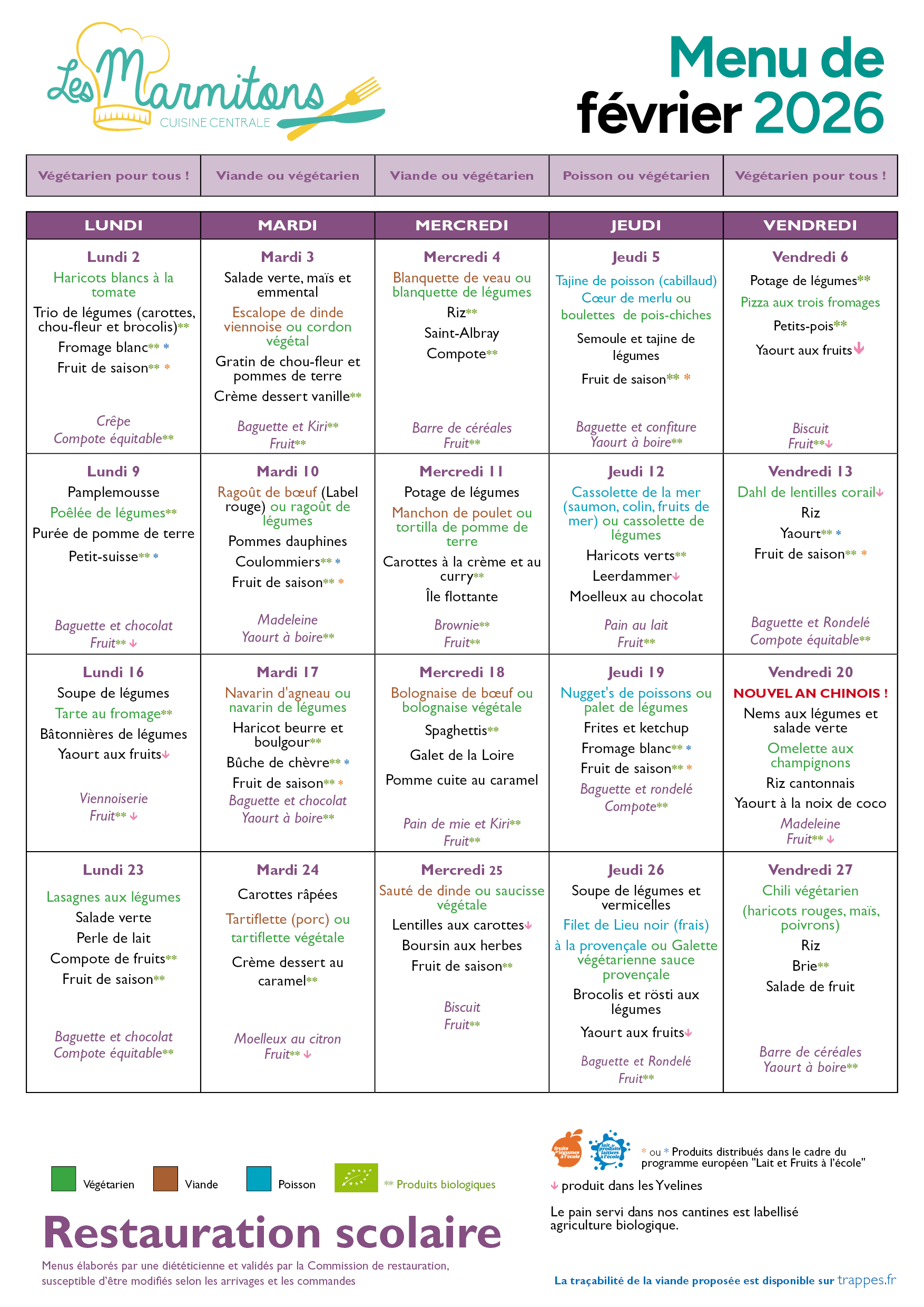 Menu fév 2026